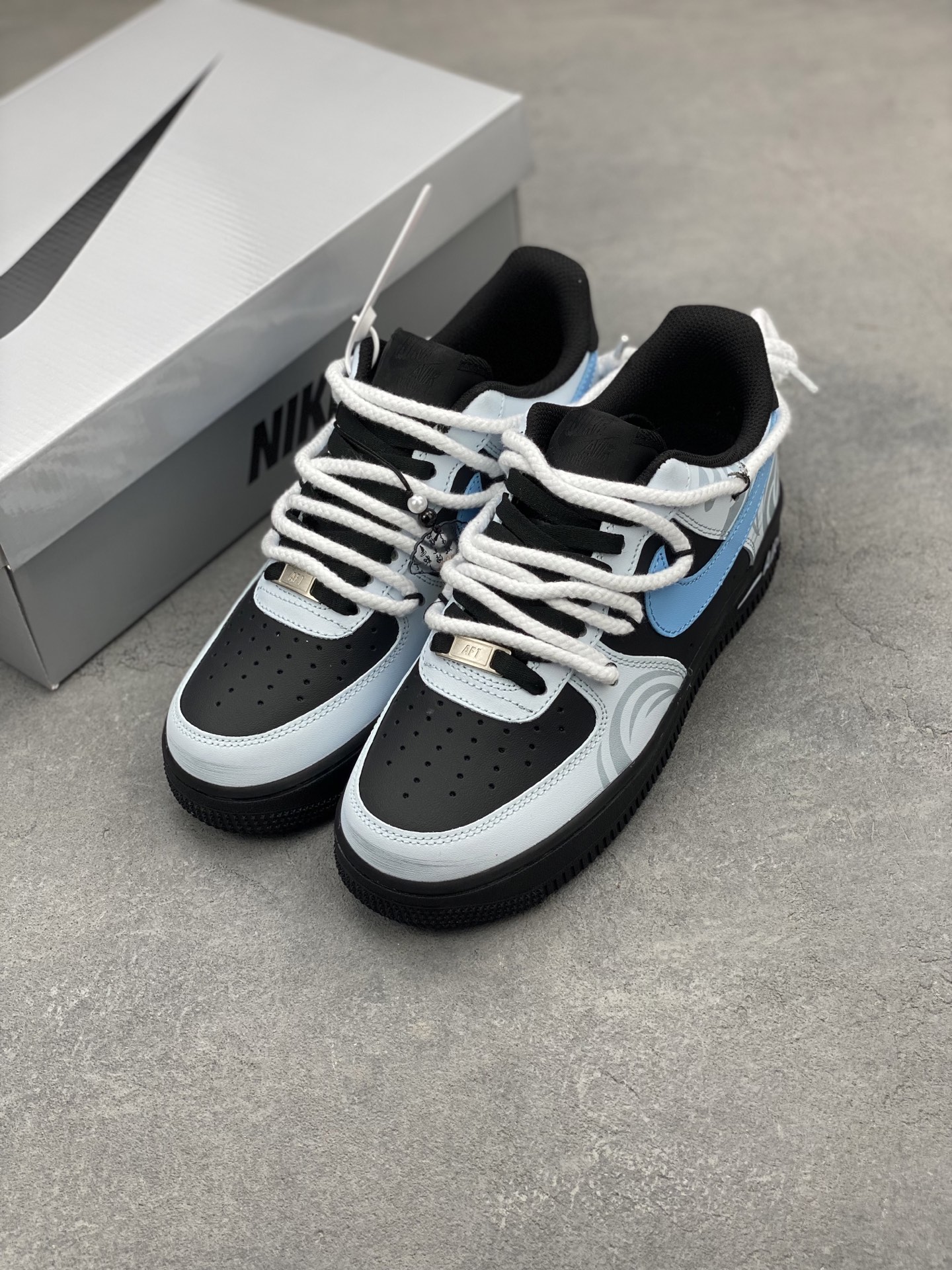 Nike Air Force 1 '07 Low Black/Light Blue Custom Edition Sneakers 9 i1744134385949 2361 0 7