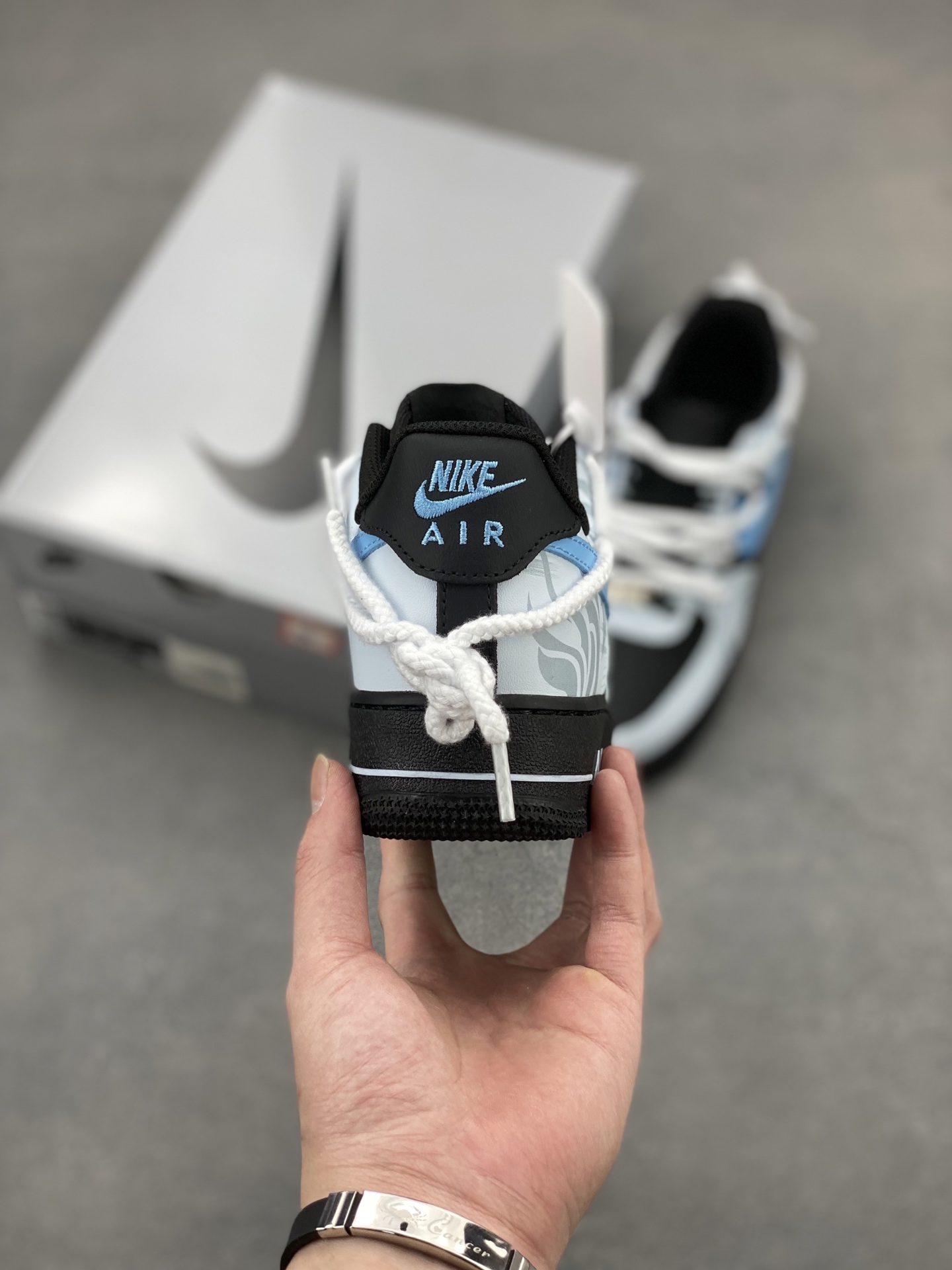 Nike Air Force 1 '07 Low Black/Light Blue Custom Edition Sneakers 5 i1744134386721 5555 0 3