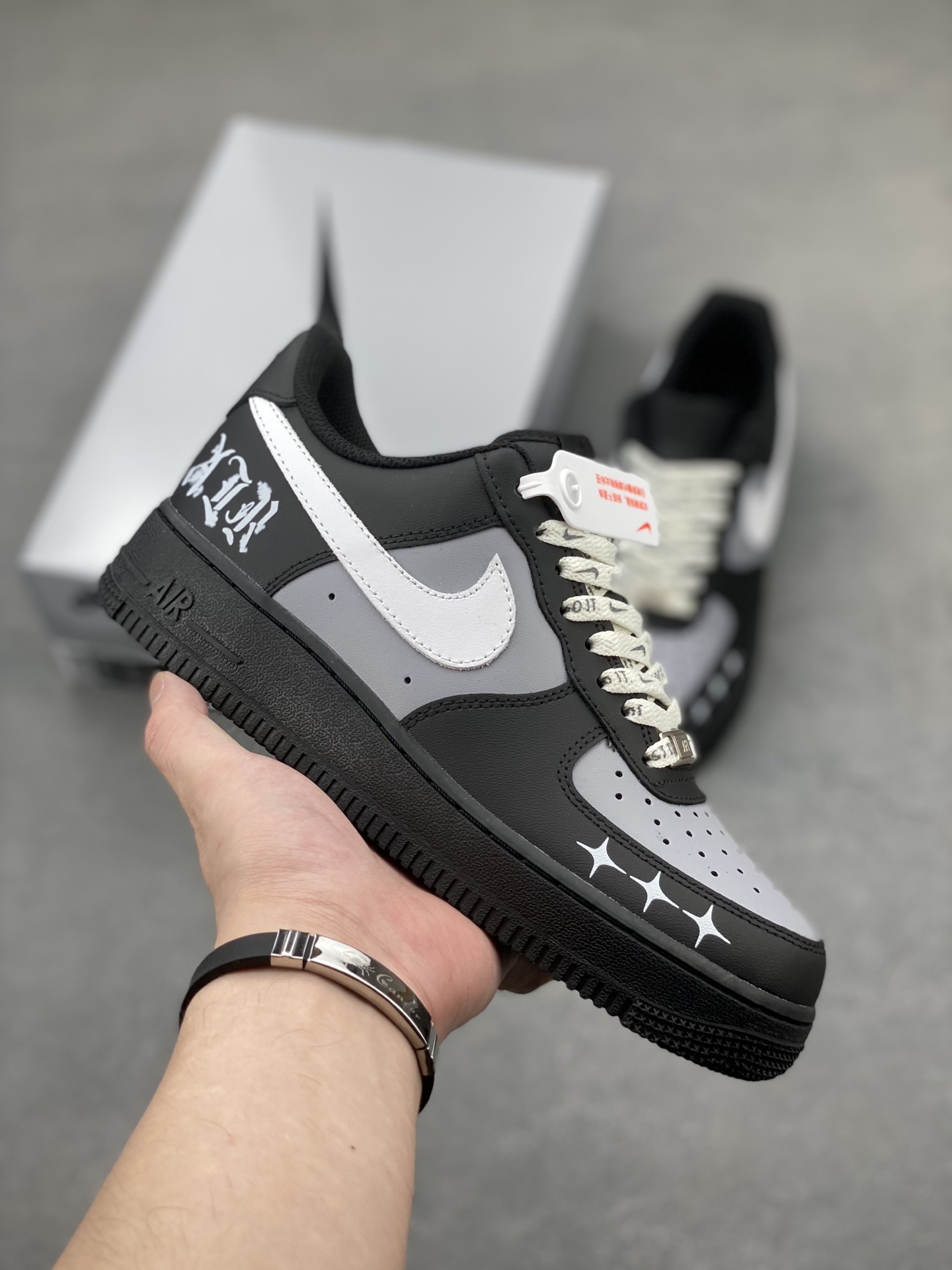 Nike Air Force 1 '07 Low Black/Grey Custom Sneakers - Limited Edition 2 i1749410411507 3186 0 0