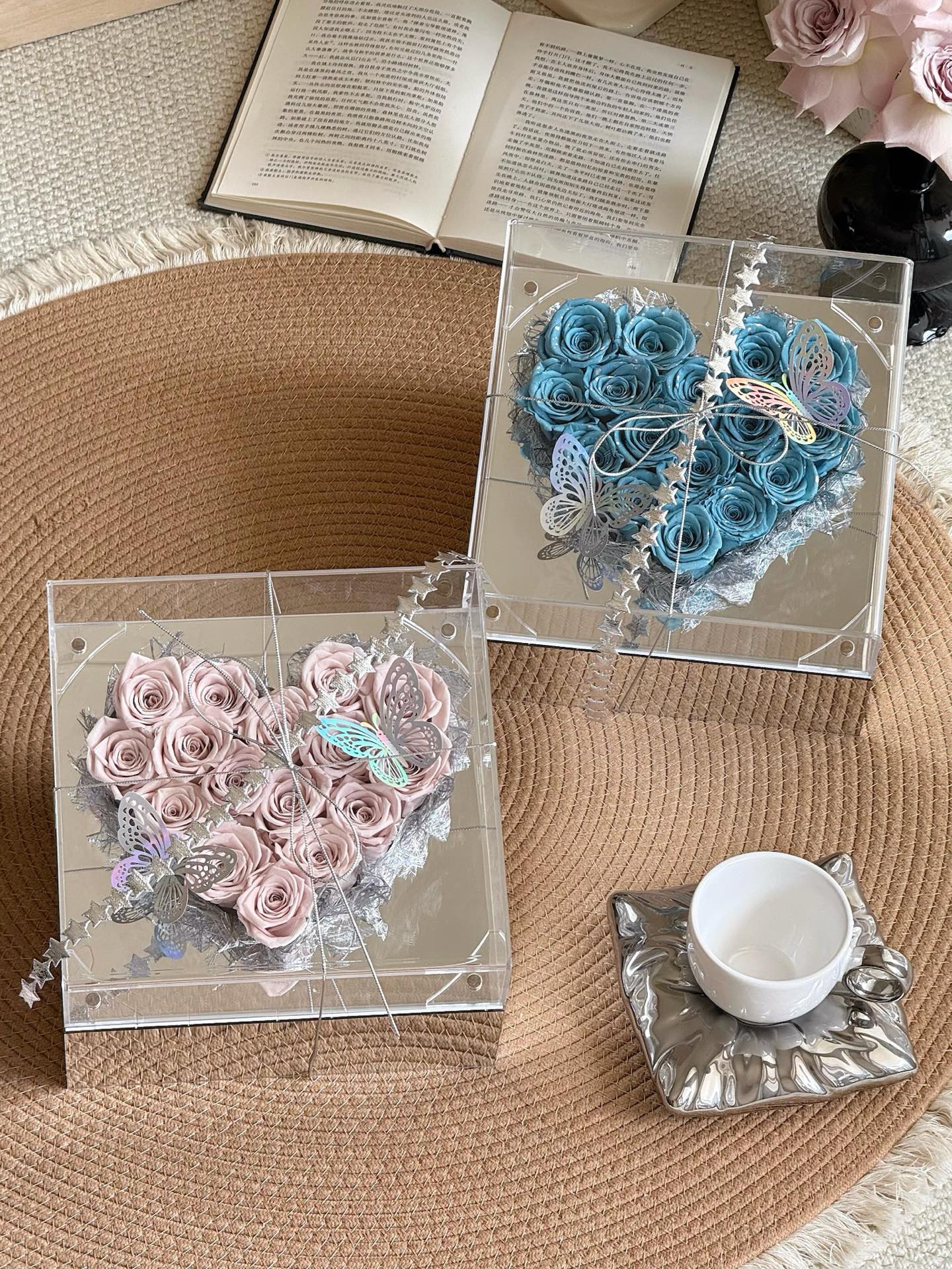 Eternal Love: Heart-Shaped Preserved Rose Flower Box with Acrylic Case 5 i1755485409355 4654 0 2