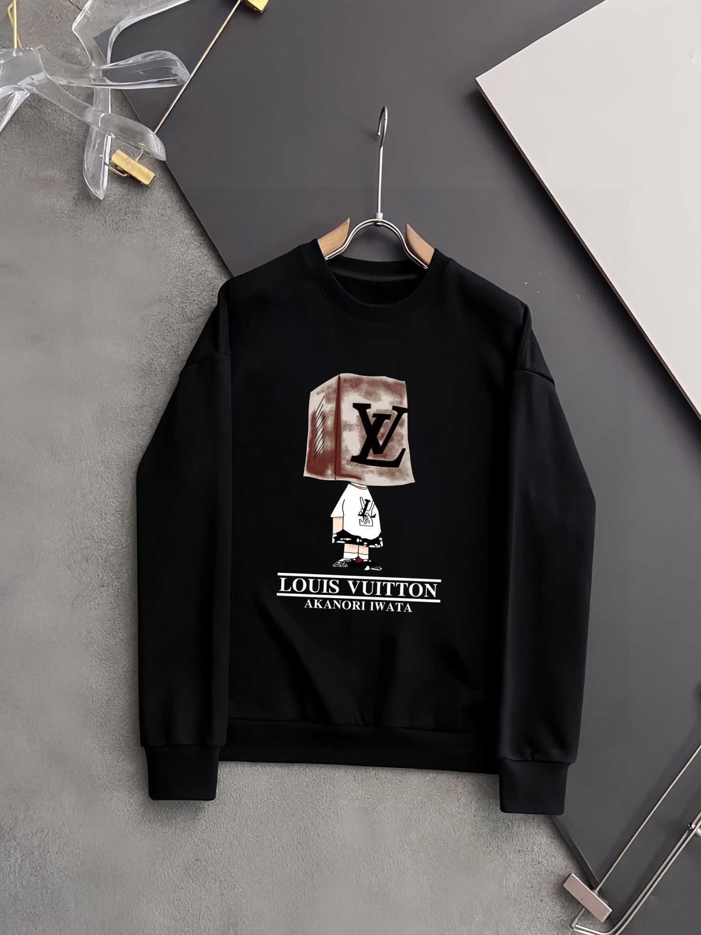 LV 驴牌 走秀新款 秋冬デザイン 400g純綿ラウンドネックスウェット