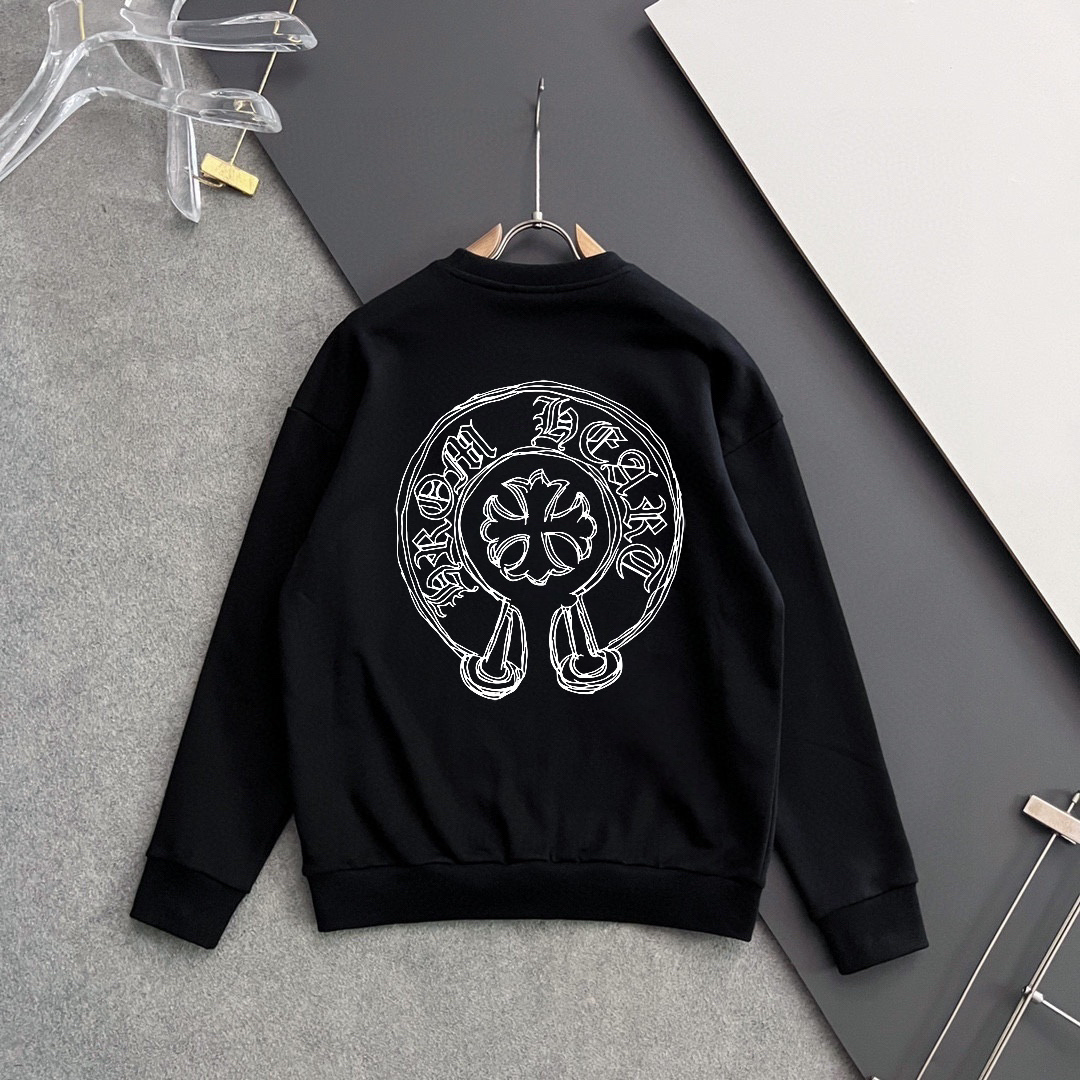 CH 克罗心 個性デザイン衛衣 400g純綿 ブラック・ホワイト