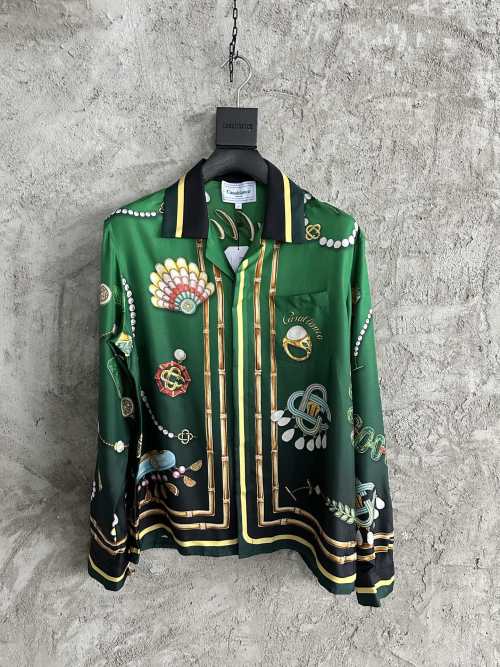 CASABLANCA 2024SS Silk Long Sleeve Shirt with Jewelry Pattern Print 1 CASABLANCA 2024SS Silk Long Sleeve Shirt with Jewelry Pattern Print