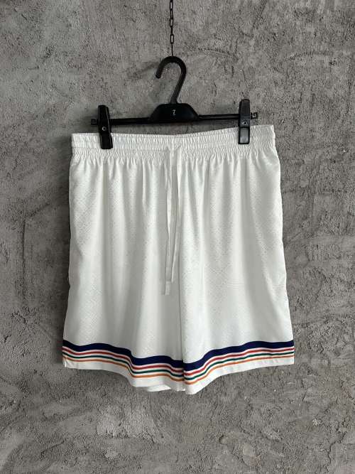 Casablanca 2024SS Tennis Pattern Jacquard Silk Shorts - White, S, M, L, XL 1 Casablanca 2024SS Tennis Pattern Jacquard Silk Shorts - White, S, M, L, XL