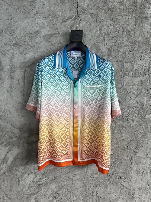 Camisa de Seda de Manga Corta con Degradado Casablanca 2024SS - Lujo y Estilo 1 Camisa de Seda de Manga Corta con Degradado Casablanca 2024SS - Lujo y Estilo