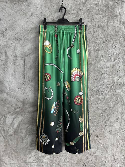 CASABLANCA 2024SS Jewelry Pattern Silk Pants, Comfortable and Stylish 1 CASABLANCA 2024SS Jewelry Pattern Silk Pants, Comfortable and Stylish