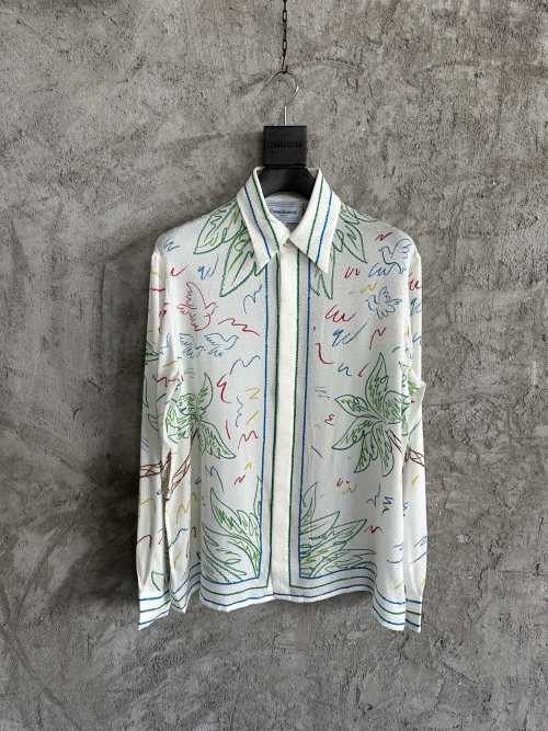 Camisa de Seda de Manga Larga con Estampado Tropical Casablanca 2024SS 1 Camisa de Seda de Manga Larga con Estampado Tropical Casablanca 2024SS