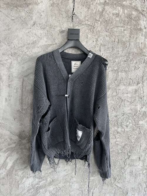 Maison Mihara Yasuhiro Distressed Knit Cardigan - Unique Handmade Design 1 Maison Mihara Yasuhiro Distressed Knit Cardigan - Unique Handmade Design