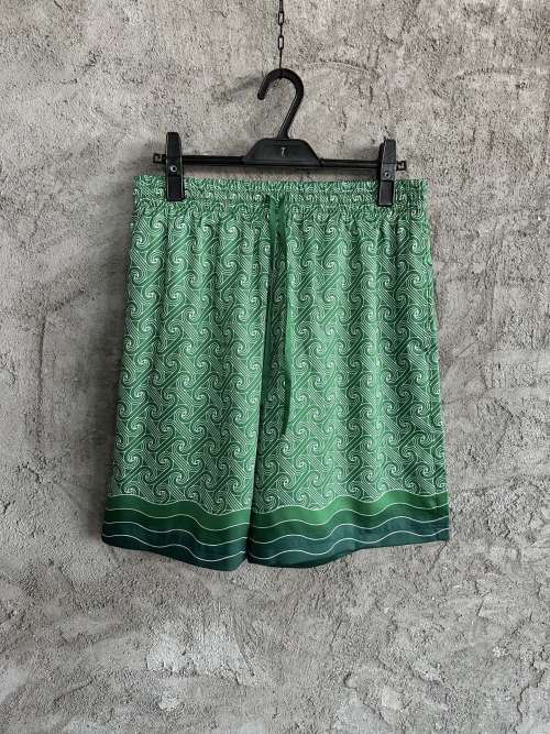 CASABLANCA 2024SS Green Patterned Silk Shorts - Summer Style 1 CASABLANCA 2024SS Green Patterned Silk Shorts - Summer Style