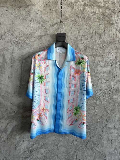 Camisa de Manga Corta de Seda con Diseño de Sombrillas Casablanca 2024SS 1 Camisa de Manga Corta de Seda con Diseño de Sombrillas Casablanca 2024SS