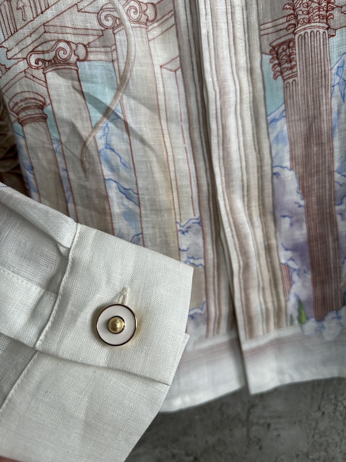 CASABLANCA Sculpted Pattern Linen Long Sleeve Shirt - High-Density Cotton Linen 9 i1729143409 5852 2