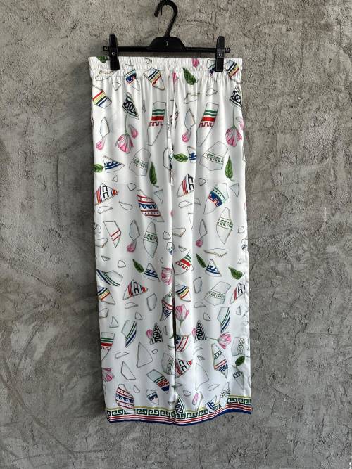 Casablanca 2025SS Fragment Pattern Silk Trousers - Custom Fabric, Digital Print 1 Casablanca 2025SS Fragment Pattern Silk Trousers - Custom Fabric, Digital Print