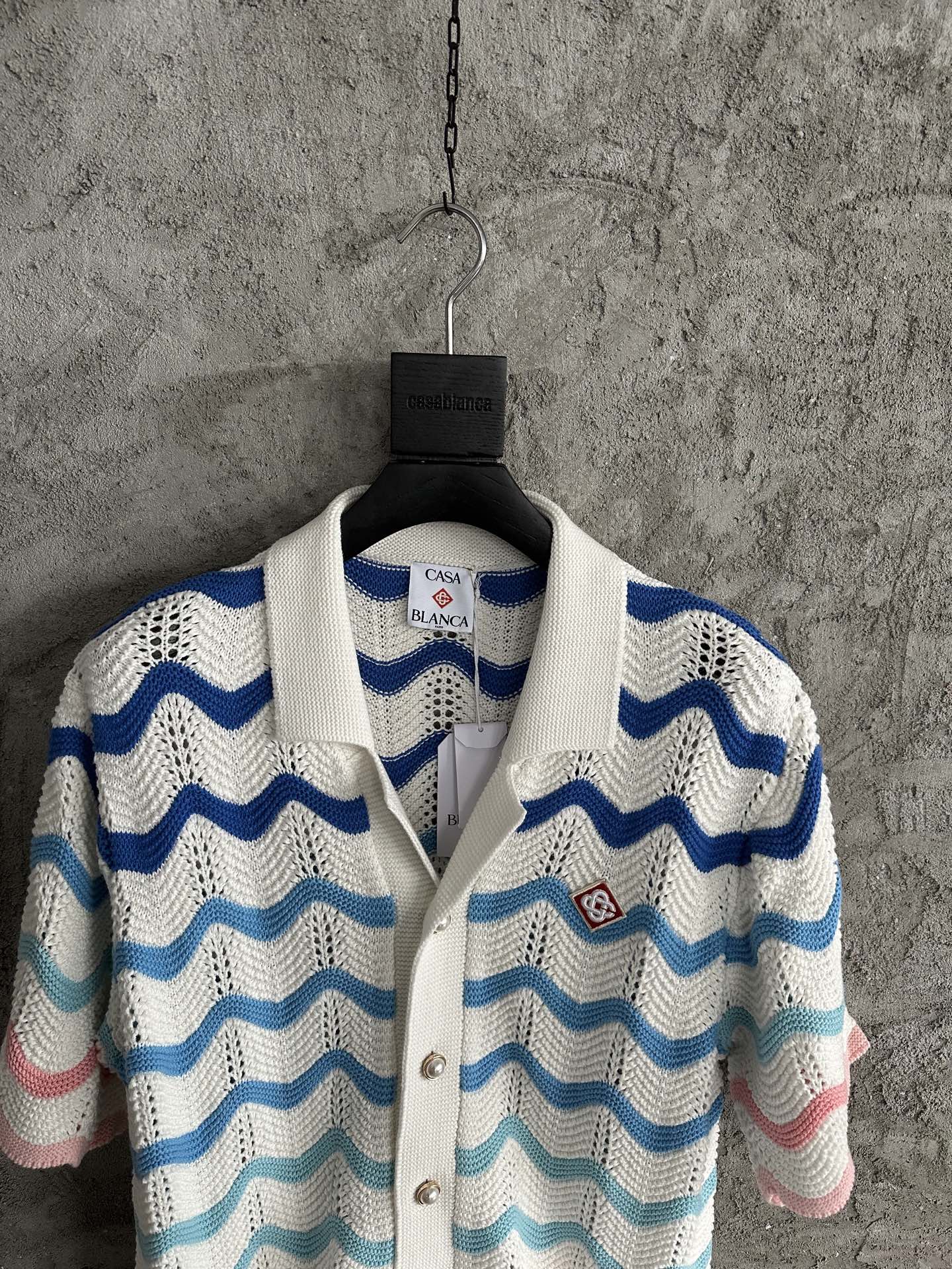 CASABLANCA Pink Arch Wave Knit Sweater Shirt - Premium Cotton, Pearl Buttons 4 i1742451736837 1995 0 1