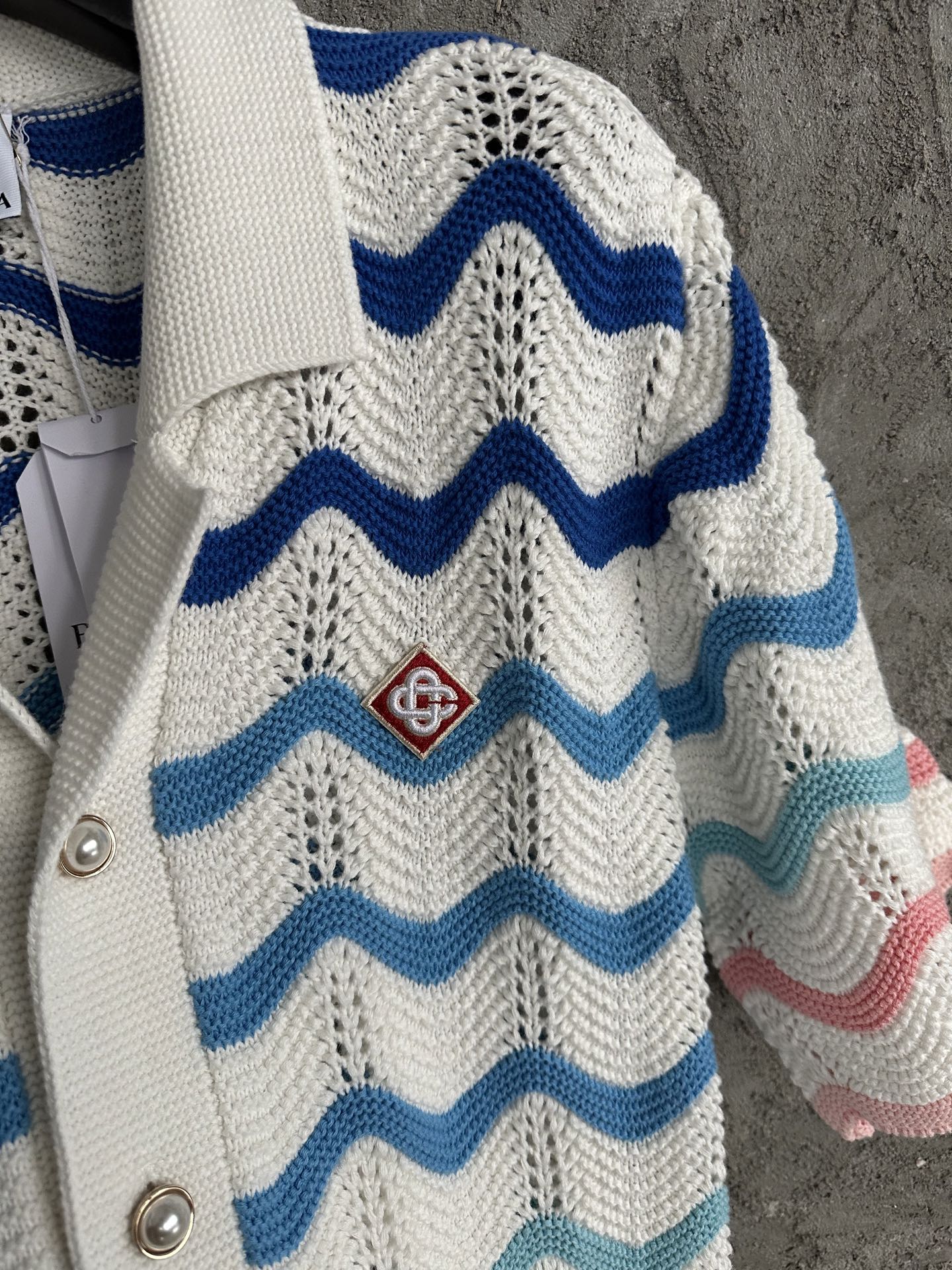 CASABLANCA Pink Arch Wave Knit Sweater Shirt - Premium Cotton, Pearl Buttons 7 i1742451736837 8019 0 4