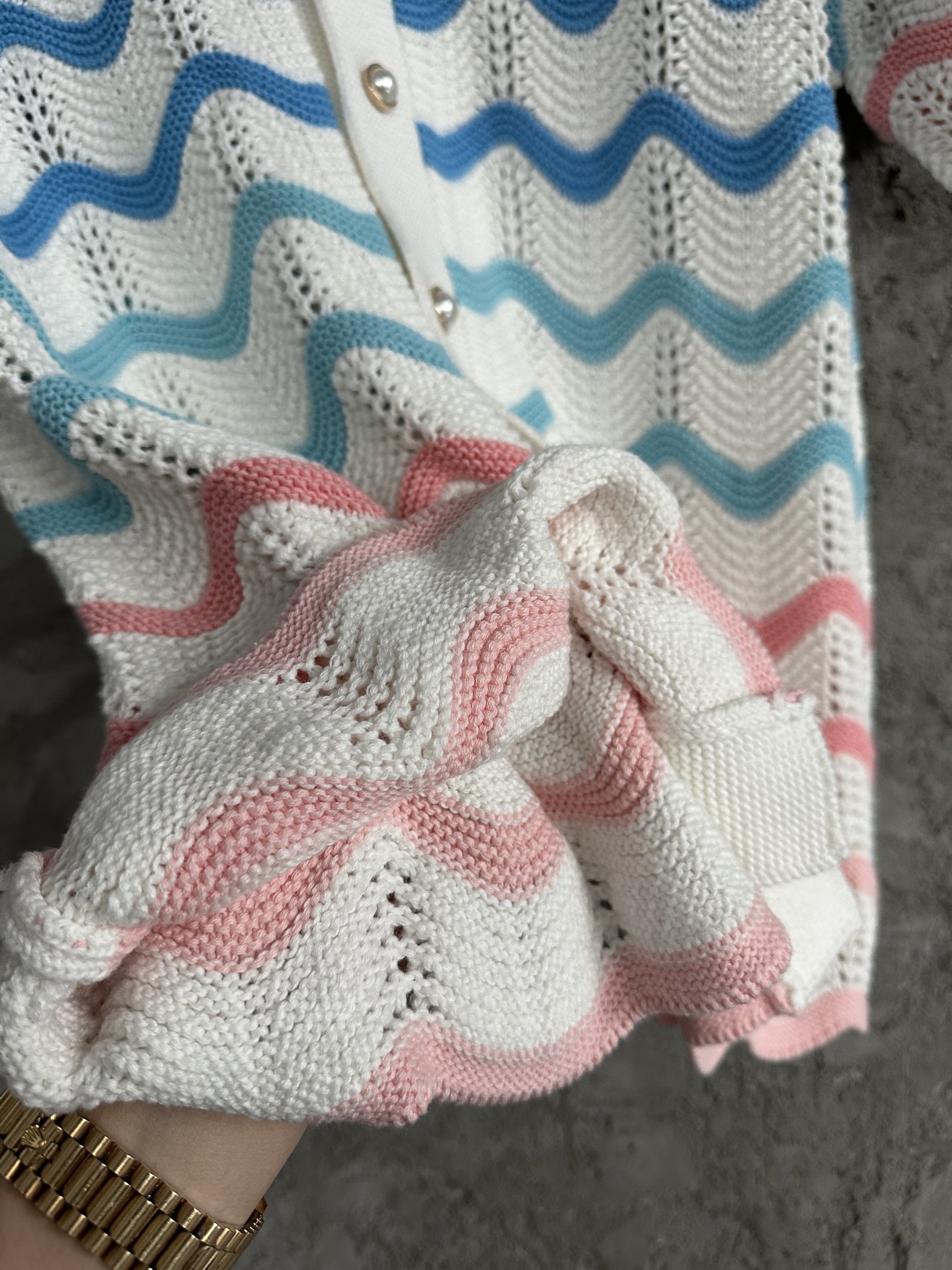 CASABLANCA Pink Arch Wave Knit Sweater Shirt - Premium Cotton, Pearl Buttons 9 i1742451736838 4013 0 6