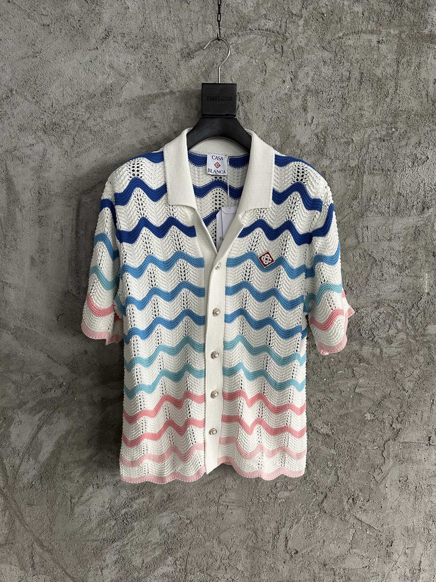 CASABLANCA Pink Arch Wave Knit Sweater Shirt - Premium Cotton, Pearl Buttons 2 i1742451739831 1944 0 0