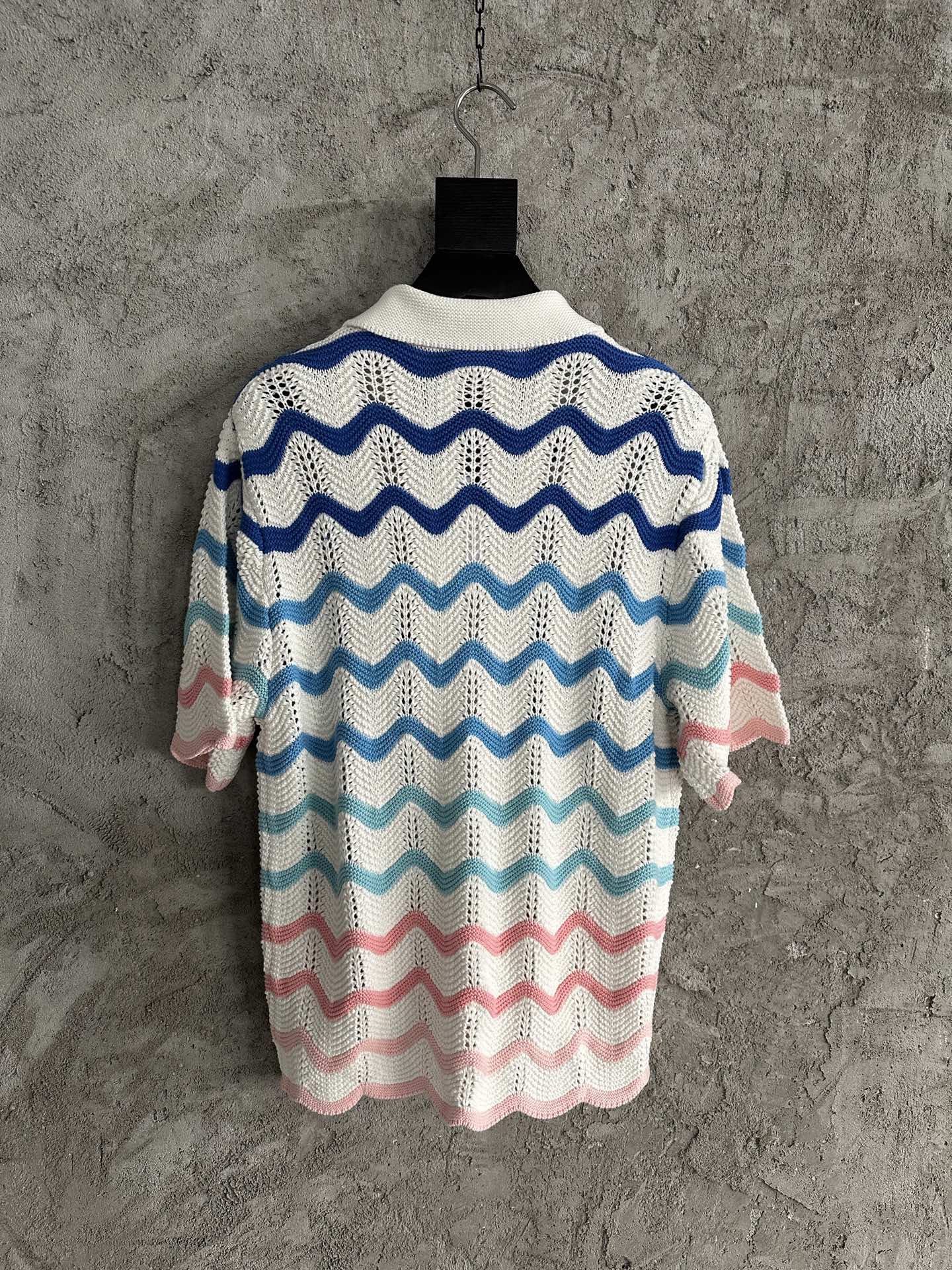 CASABLANCA Pink Arch Wave Knit Sweater Shirt - Premium Cotton, Pearl Buttons 3 i1742451739883 6972 0 7