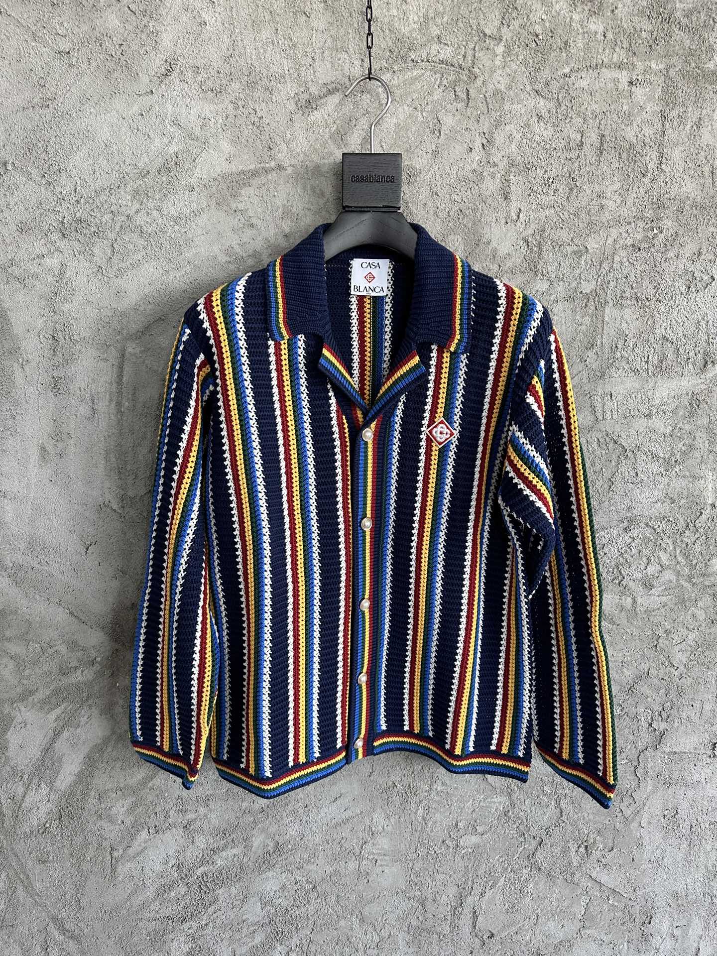 Casablanca Yellow Striped Cardigan: Pure Cotton, Pearl Buttons, Sizes S-XL 2 i1744778580725 1640 0 0