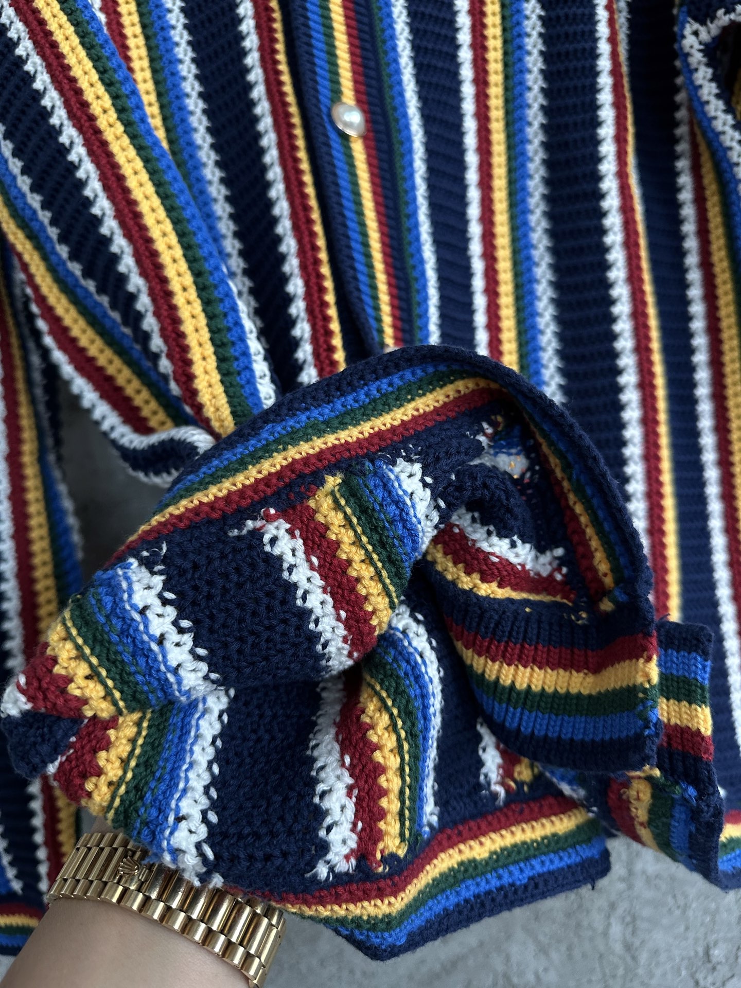 Casablanca Yellow Striped Cardigan: Pure Cotton, Pearl Buttons, Sizes S-XL 9 i1744778580858 5512 0 6