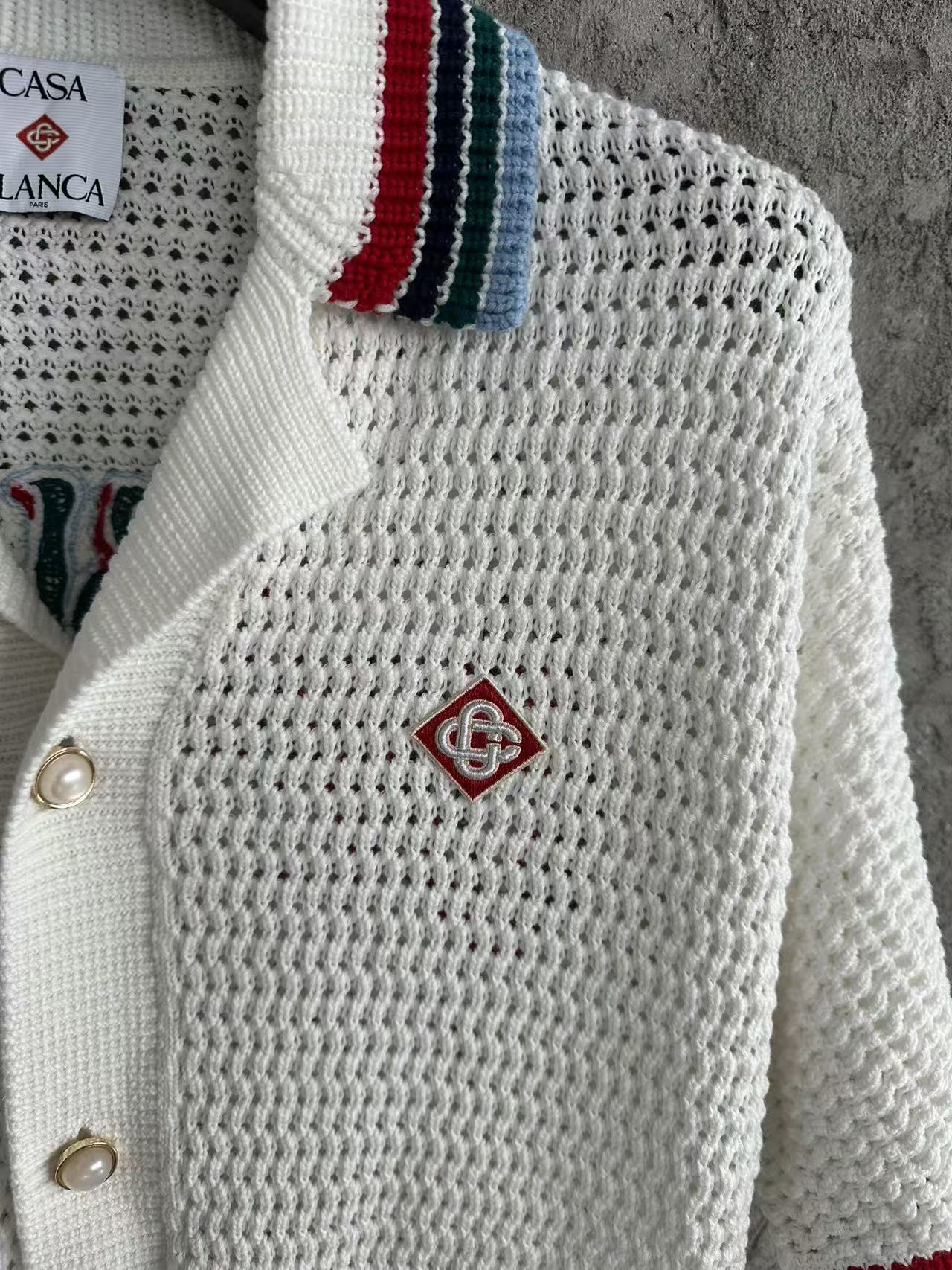 Casablanca Embroidered Slogan Knit Shirt - Premium Cotton, Pearl Buttons 7 i1744779760235 628 0 4