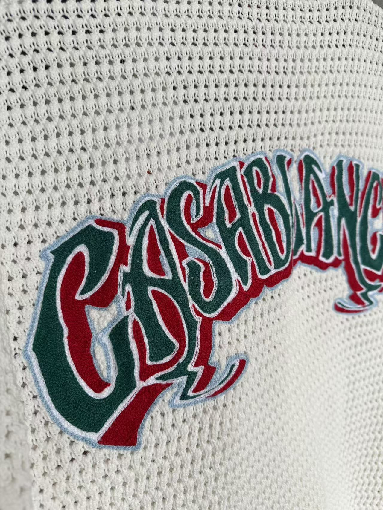 Casablanca Embroidered Slogan Knit Shirt - Premium Cotton, Pearl Buttons 10 i1744779763325 4149 0 8