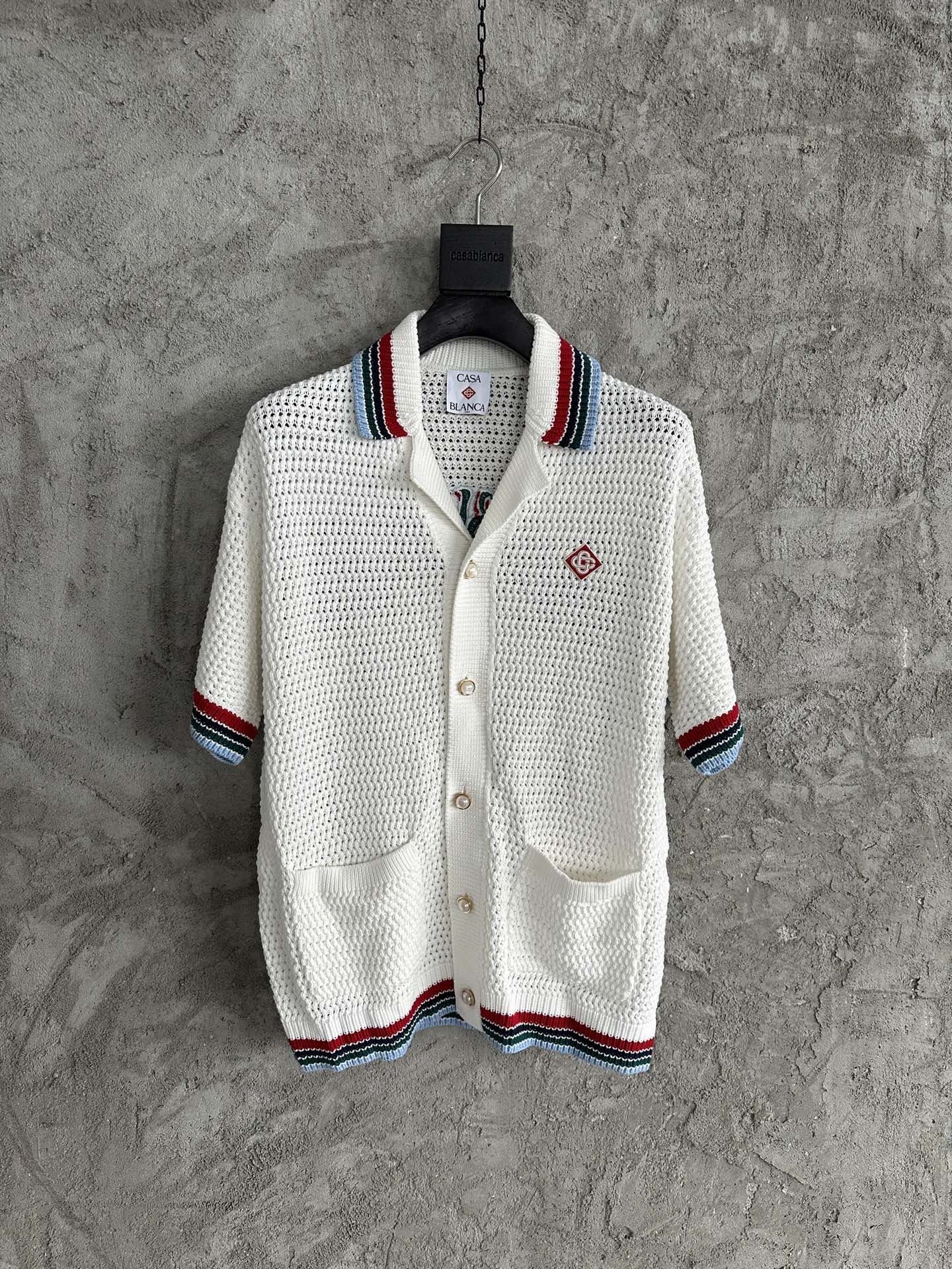 Casablanca Embroidered Slogan Knit Shirt - Premium Cotton, Pearl Buttons 2 i1744779764347 5158 0 0