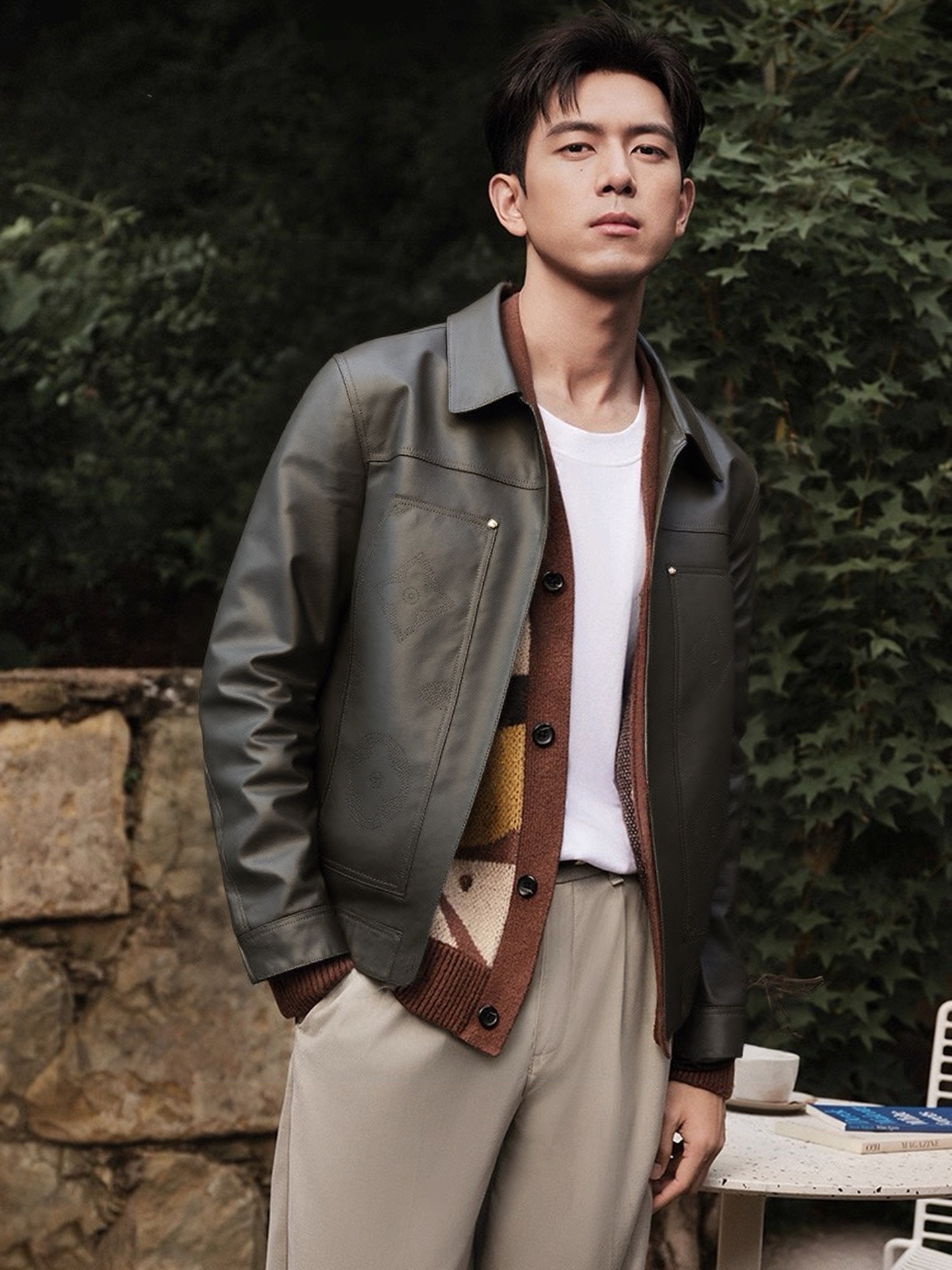 Louis Vuitton Leather Jacket - Smoke Grey, Designer Collar, and Fine Details