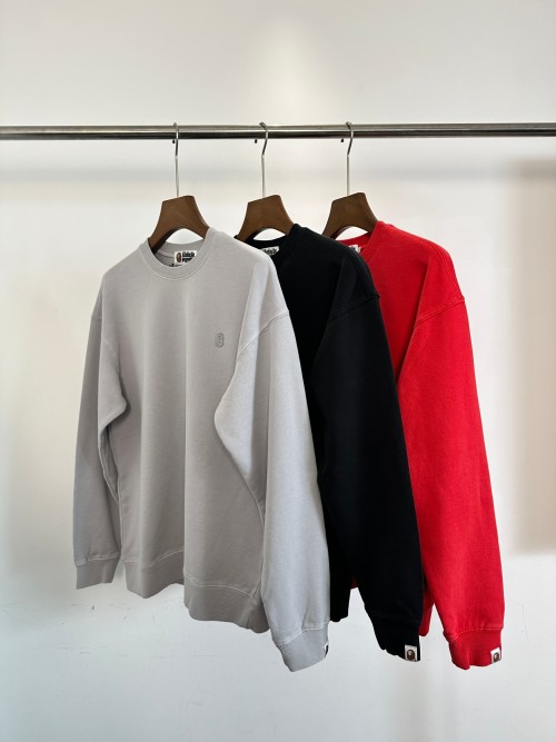 A Bathing Ape SS25 Embroidered Crewneck Sweatshirt - Heavyweight Cotton 1 A Bathing Ape SS25 Embroidered Crewneck Sweatshirt - Heavyweight Cotton
