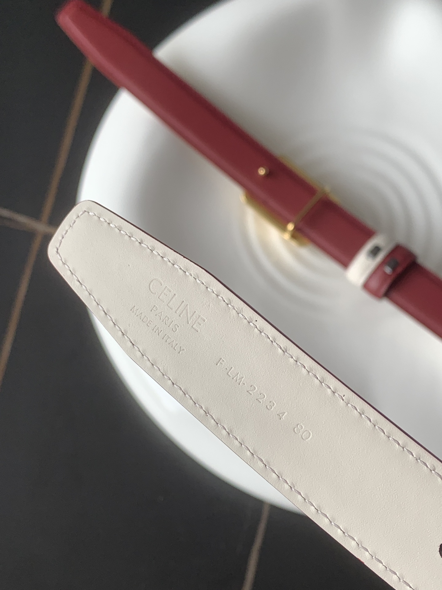 Celine 代购级 赛琳Celine 女士腰带 纯铜凯旋门双面平纹 小牛皮 完美走线 宽度2.5Cm