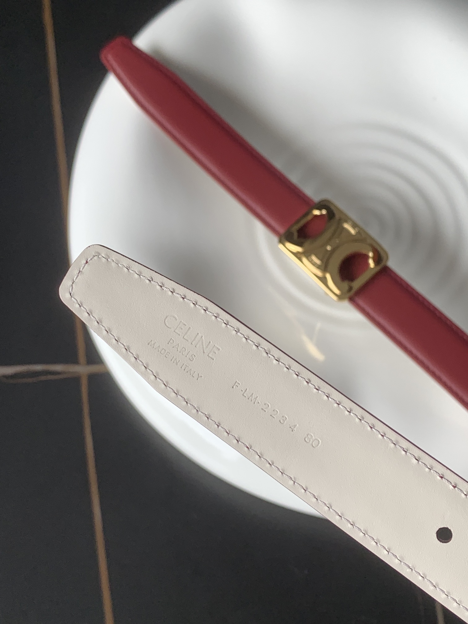 Celine 代购级 赛琳Celine 女士腰带 纯铜凯旋门双面平纹 小牛皮 完美走线 宽度2.5Cm