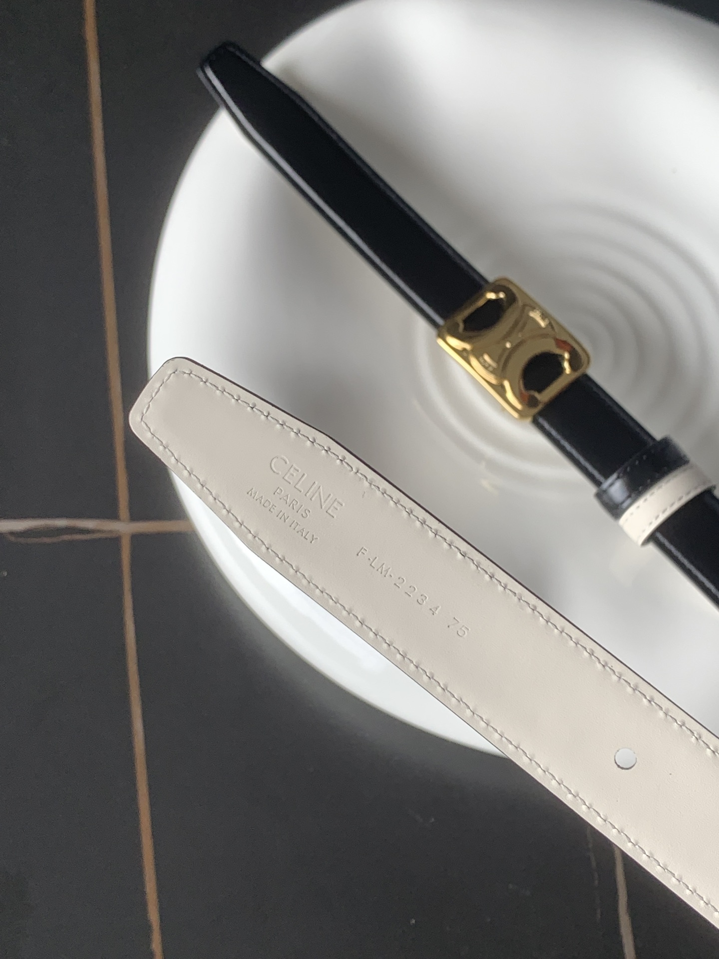 Celine 代购级 赛琳Celine 女士腰带 纯铜凯旋门双面平纹 小牛皮 完美走线 宽度2.5Cm