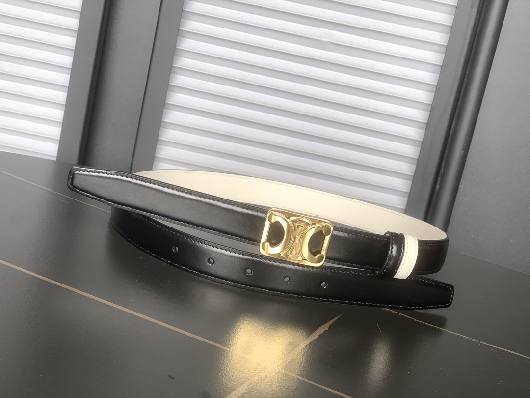 Celine 代购级 赛琳Celine 女士腰带 纯铜凯旋门双面平纹 小牛皮 完美走线 宽度2.5Cm