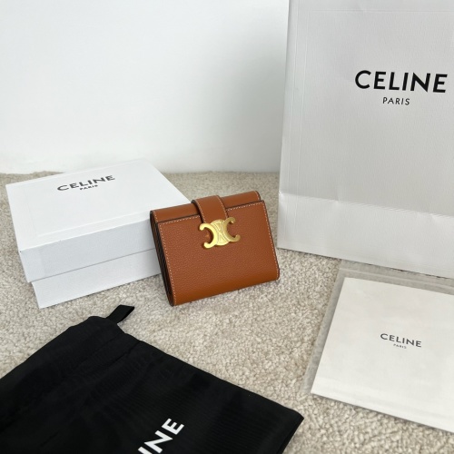 CELINE Victoire Wallet in Supple Calfskin with Triomphe, Tan Leather 1 CELINE Victoire Wallet in Supple Calfskin with Triomphe, Tan Leather