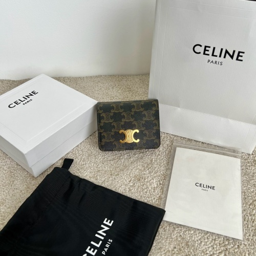 CELINE Triomphe Canvas Compact Wallet, 11 x 9 cm, Gold Hardware 1 CELINE Triomphe Canvas Compact Wallet, 11 x 9 cm, Gold Hardware