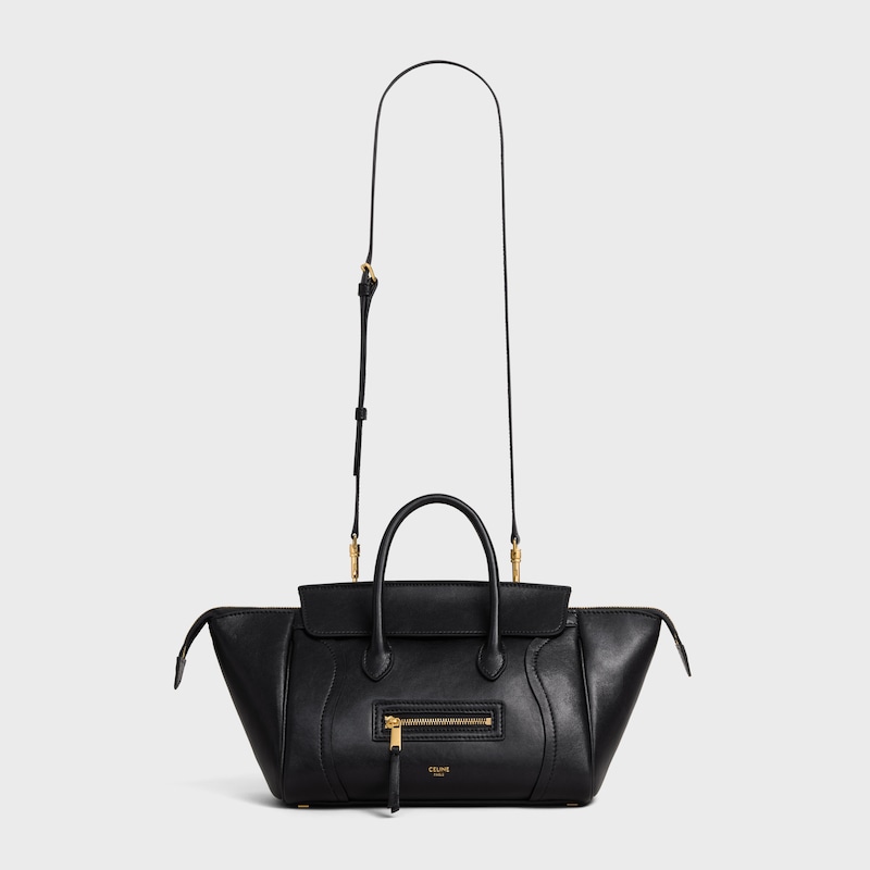 NEW LUGGAGE小号手袋38.5X11.5X16.5厘米)羊皮革牛剖层革衬里金色饰面手提，肩背和斜