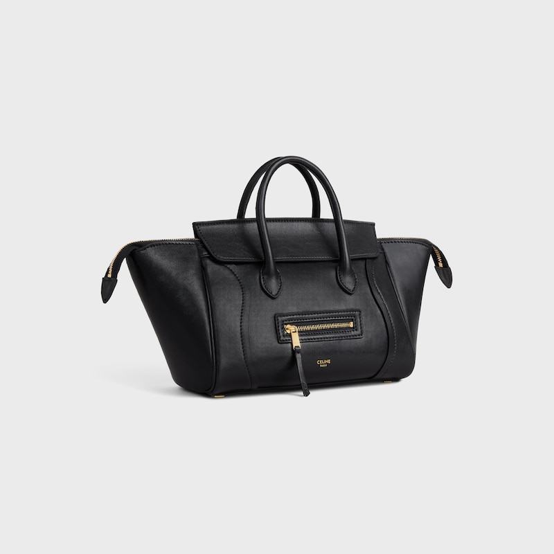 NEW LUGGAGE小号手袋38.5X11.5X16.5厘米)羊皮革牛剖层革衬里金色饰面手提，肩背和斜