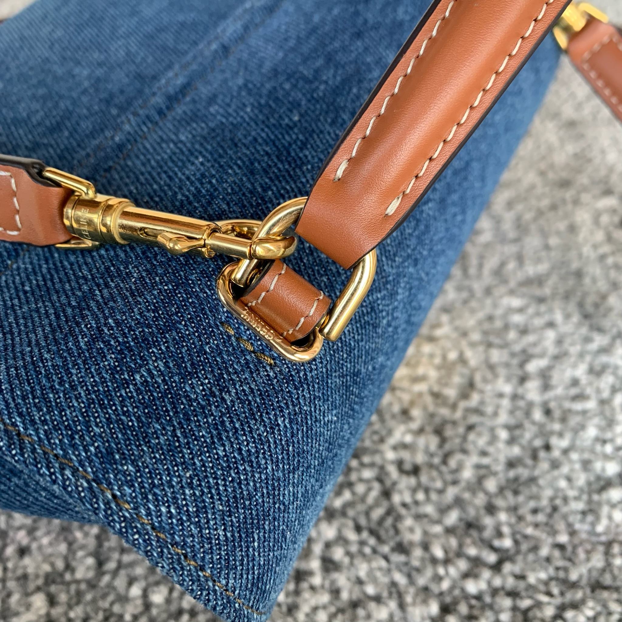 TEEN NINO手袋，牛仔蓝/棕褐色，尺寸20.5X13X8厘米， 织物，织物衬里，手提、肩背和斜挎，