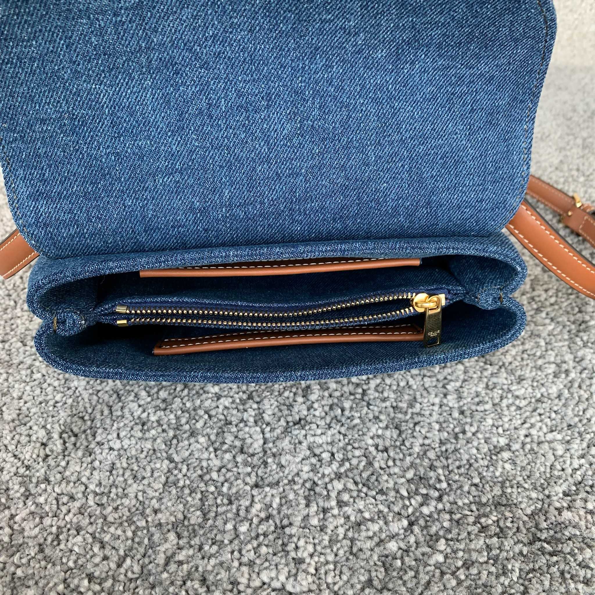 TEEN NINO手袋，牛仔蓝/棕褐色，尺寸20.5X13X8厘米， 织物，织物衬里，手提、肩背和斜挎，