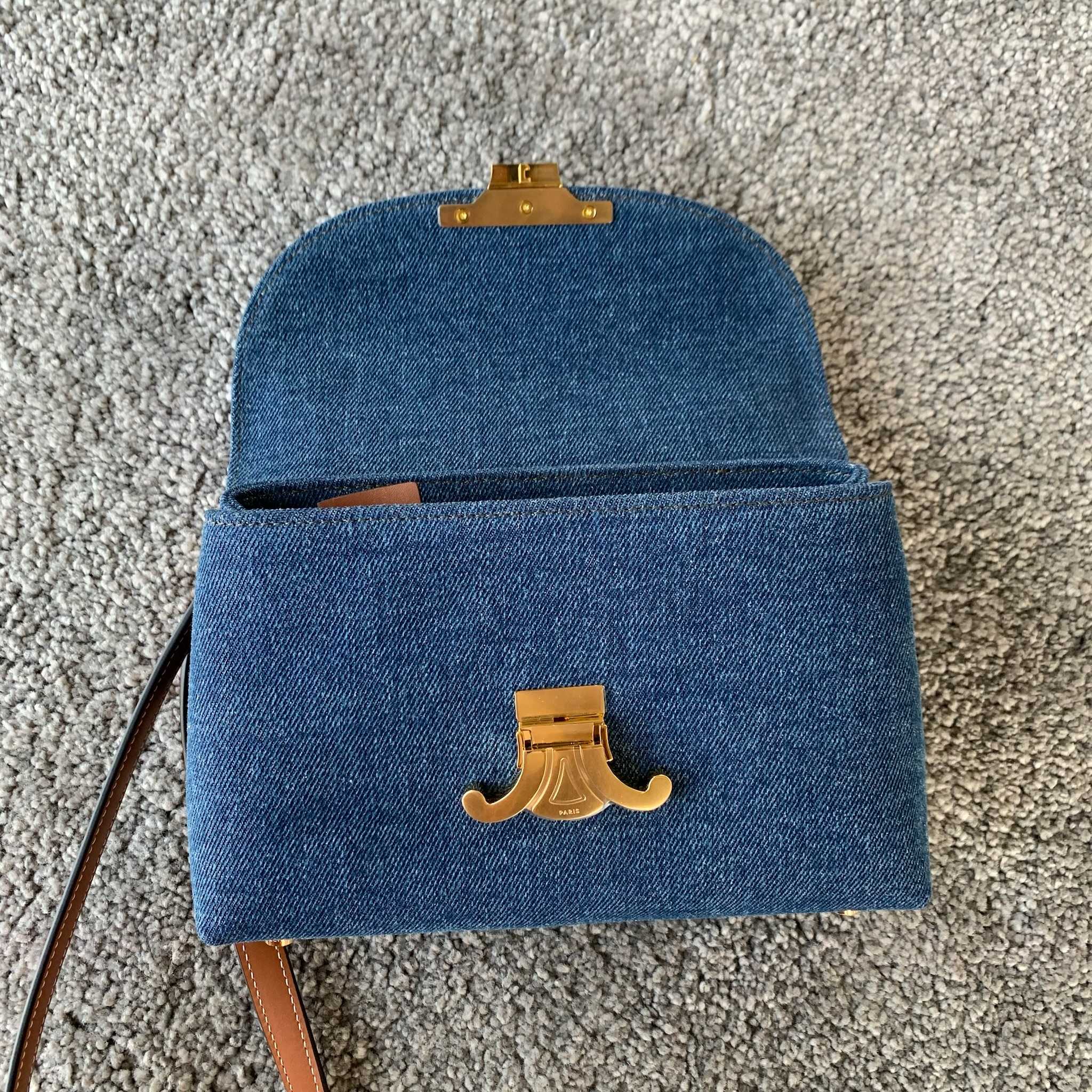 TEEN NINO手袋，牛仔蓝/棕褐色，尺寸20.5X13X8厘米， 织物，织物衬里，手提、肩背和斜挎，