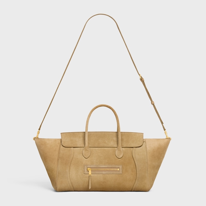 NEW LUGGAGE中号手袋，杏色磨砂可容纳A4尺寸文件56.5X15X24厘米)牛剖层革牛剖层革衬里