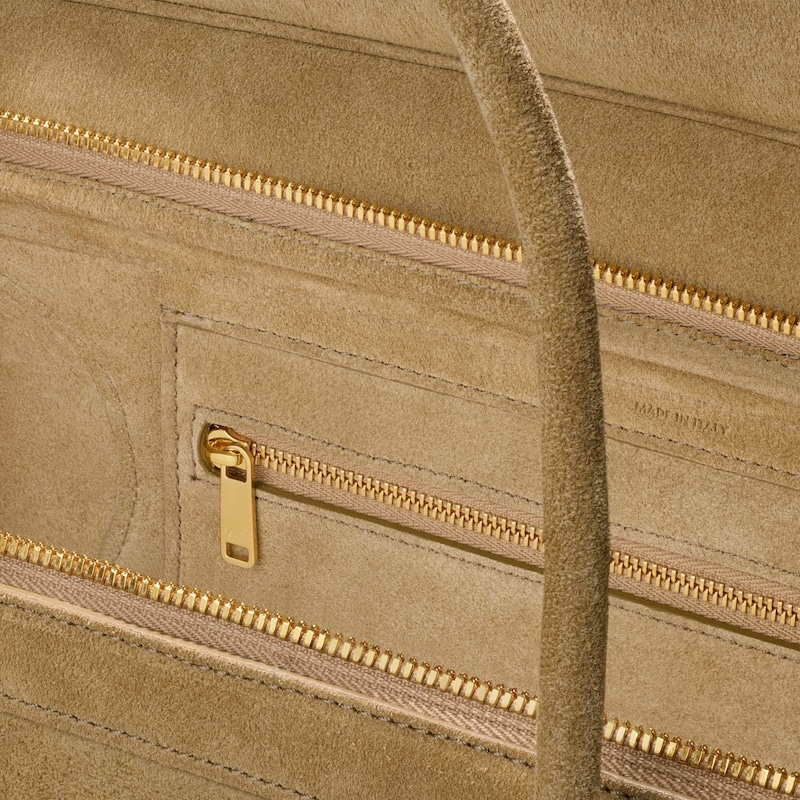 NEW LUGGAGE中号手袋，杏色磨砂可容纳A4尺寸文件56.5X15X24厘米)牛剖层革牛剖层革衬里