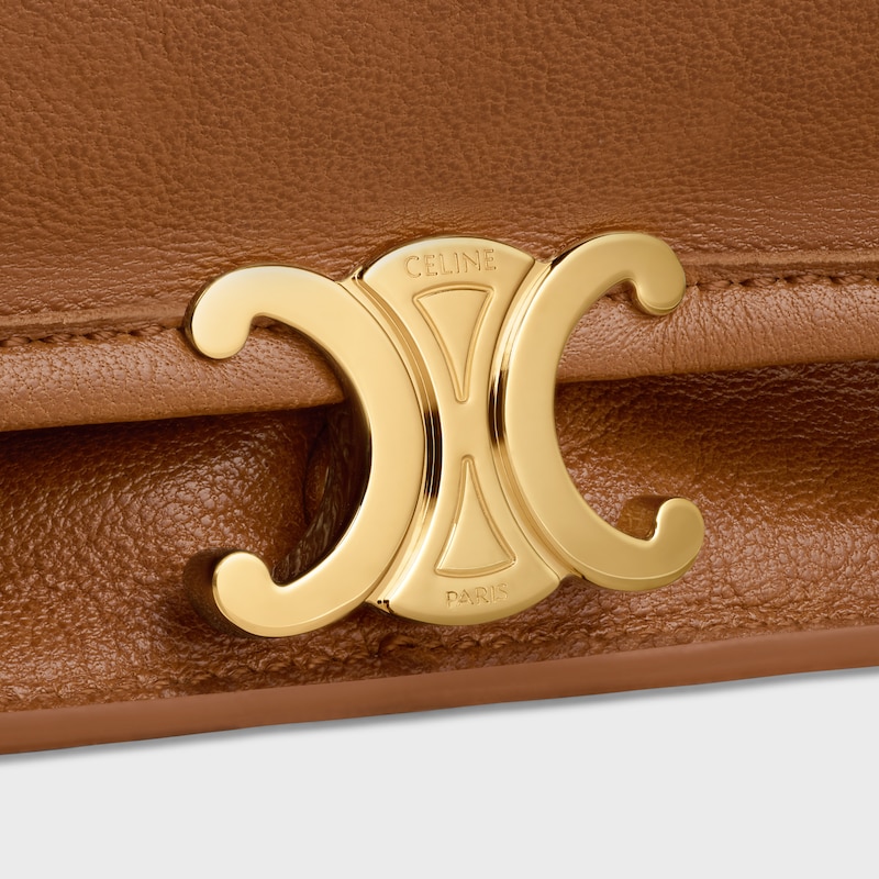 SOFT TRIOMPHE BESACE手袋(32X2X26厘米)羊皮革牛剖层革衬里金色饰面肩背，斜挎T