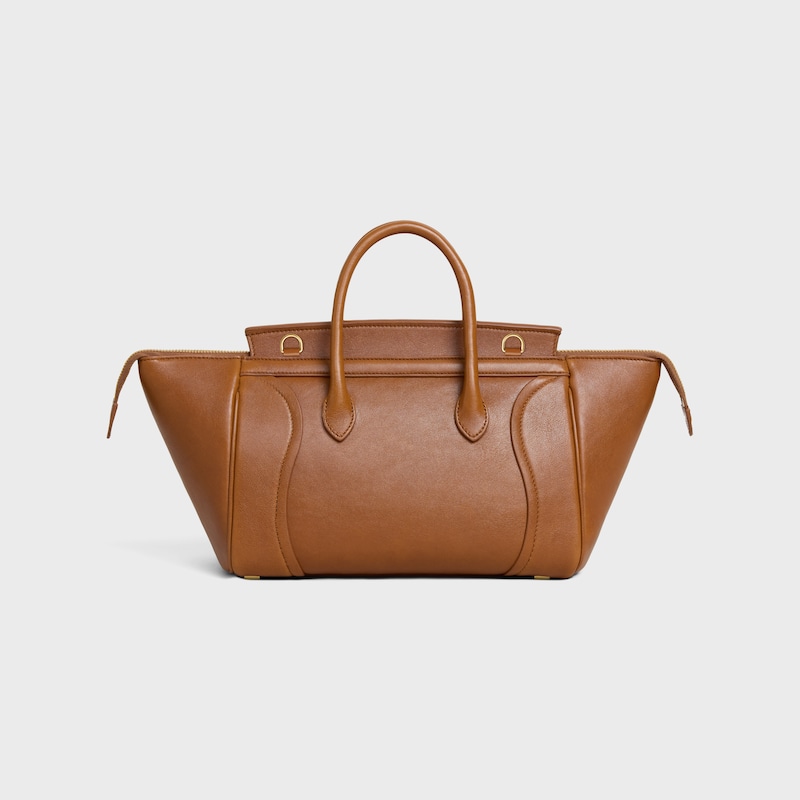 高品质原厂NEW LUGGAGE小号手袋38.5X11.5X16.5厘米)羊皮革牛剖层革衬里金色饰面手提