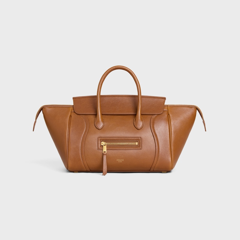 高品质原厂NEW LUGGAGE小号手袋38.5X11.5X16.5厘米)羊皮革牛剖层革衬里金色饰面手提