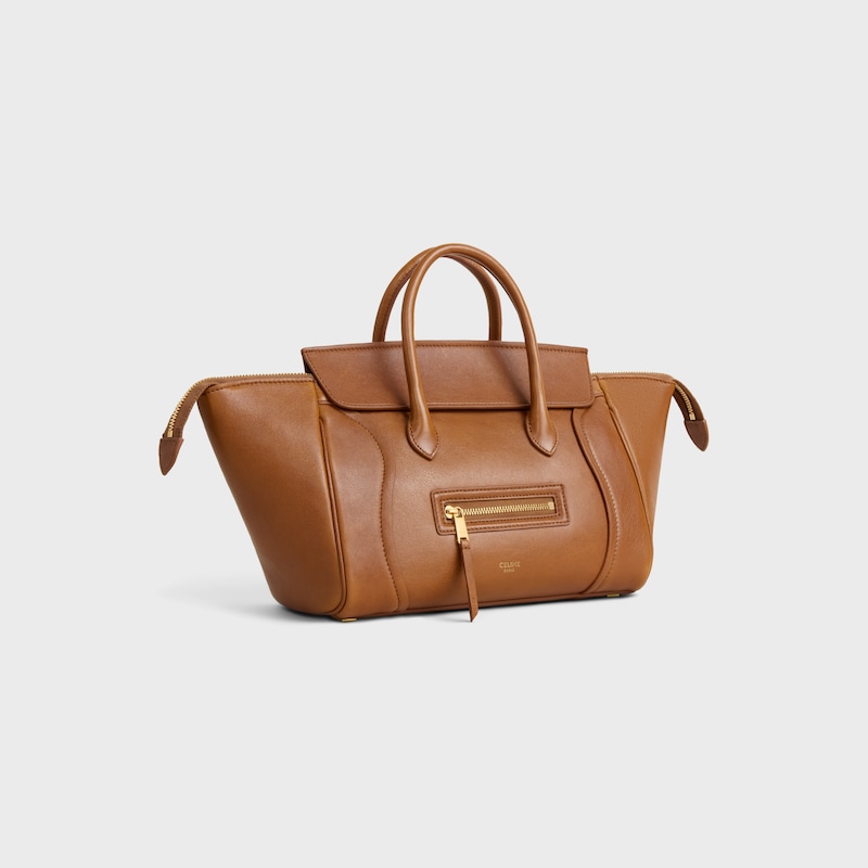 高品质原厂NEW LUGGAGE小号手袋38.5X11.5X16.5厘米)羊皮革牛剖层革衬里金色饰面手提