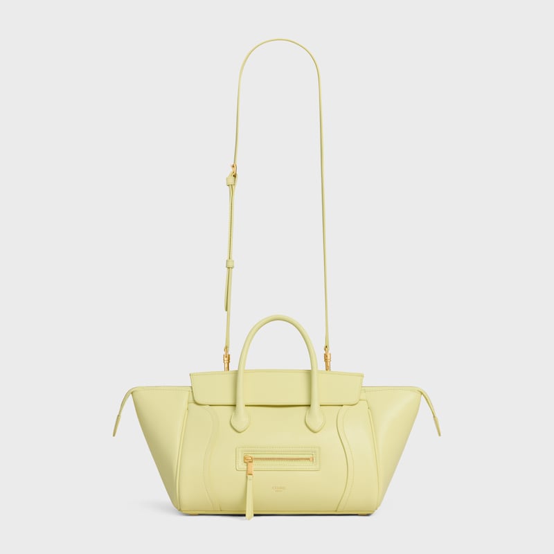 高品质原厂NEW LUGGAGE小号手袋38.5X11.5X16.5厘米)羊皮革牛剖层革衬里金色饰面手提