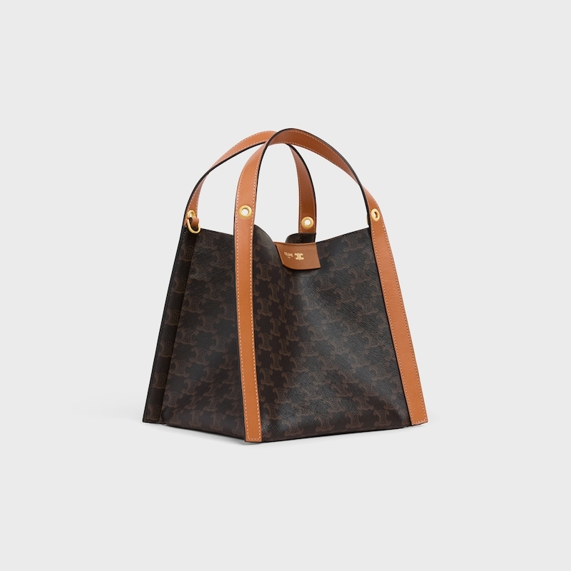 CUBE小号标志印花手袋18.5X21X17厘米)标志印花，人造革织物金色饰面手提，肩背和斜挎1个主隔层