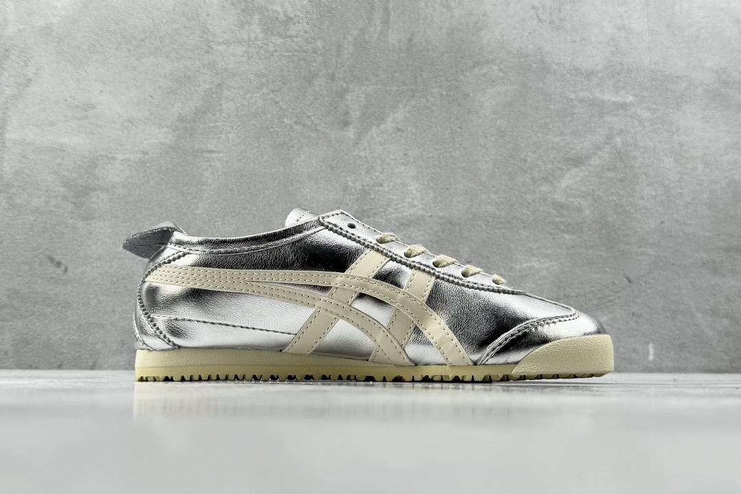 SC版 160 渠道特供 二层跑量 Onitsuka Tiger鬼塚虎 MEXICO 66 银白金色 1183B566-020