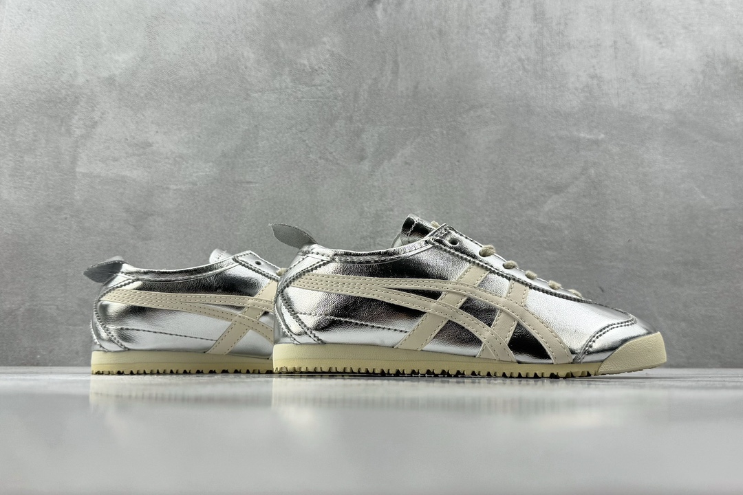 SC版 160 渠道特供 二层跑量 Onitsuka Tiger鬼塚虎 MEXICO 66 银白金色 1183B566-020