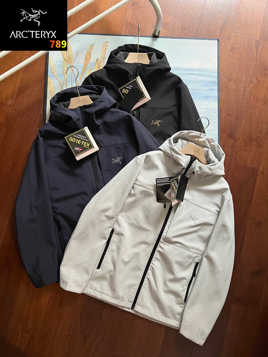 Arcteryx Roupa Casacos & Jaquetas Bege Preto Branco Unissexo Colecção Outono/Inverno Top com capuz